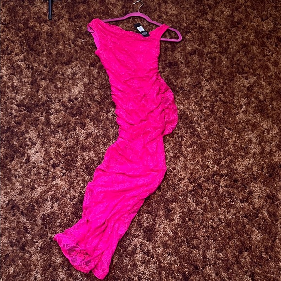 Fashion Nova Hot Pink Lace Dress - Picture 2 of 5